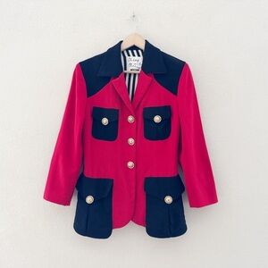 Moschino Vintage Blazer Cheap Chic Wool 80s Military Italy Designer Red Black 10